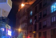 İstanbul’da 4 katlı binanın çatısında yangın