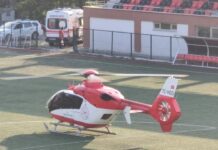 Ambulans helikopter vücudu yanan bebek için havalandı